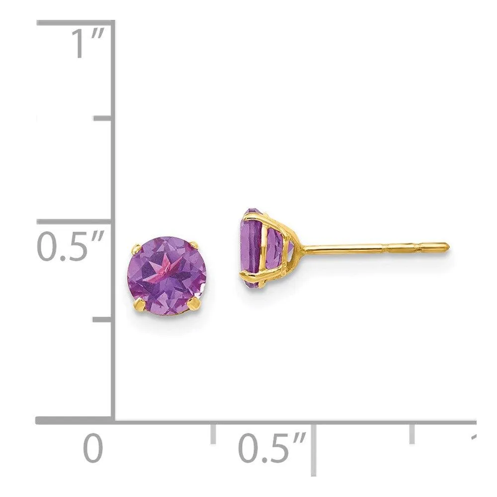 Madi K Kid's 14k  Round Amethyst 5mm Post Earrings