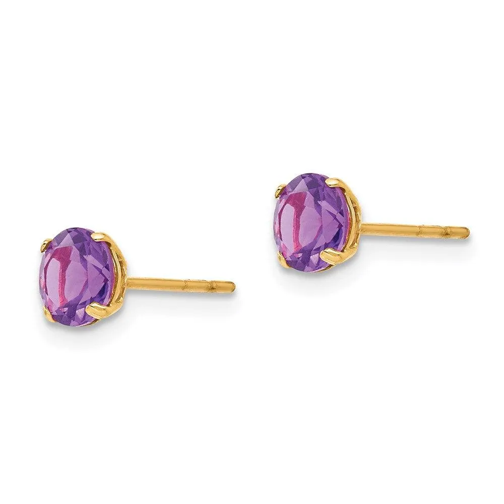 Madi K Kid's 14k  Round Amethyst 5mm Post Earrings