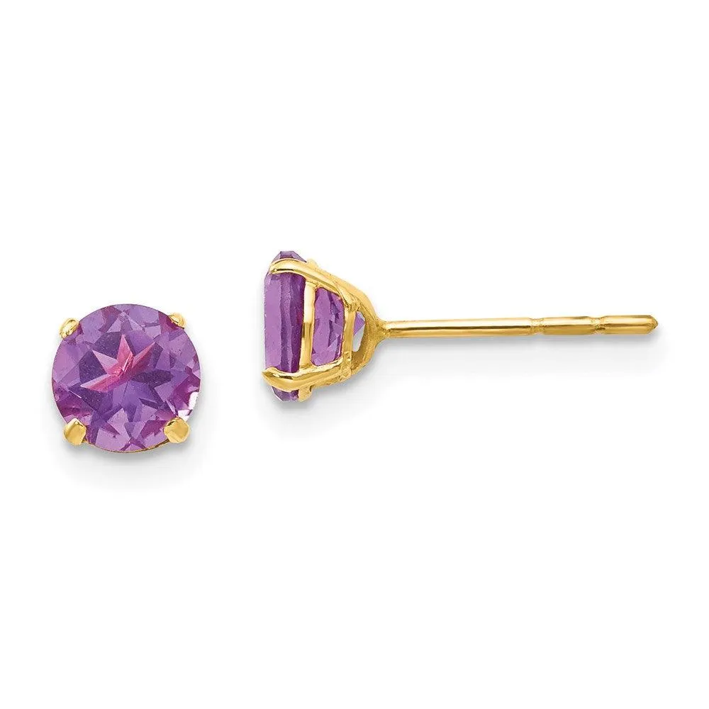 Madi K Kid's 14k  Round Amethyst 5mm Post Earrings