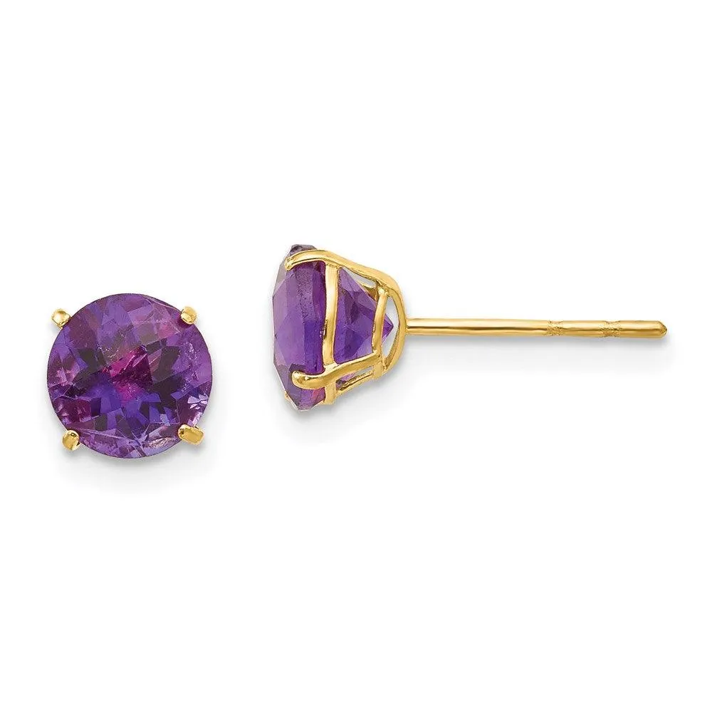 Madi K Kid's 14k  Round Amethyst 6mm Post Earrings