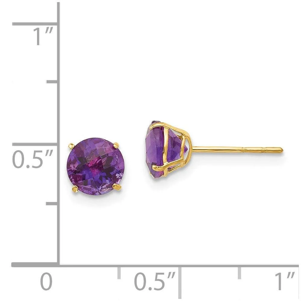 Madi K Kid's 14k  Round Amethyst 6mm Post Earrings