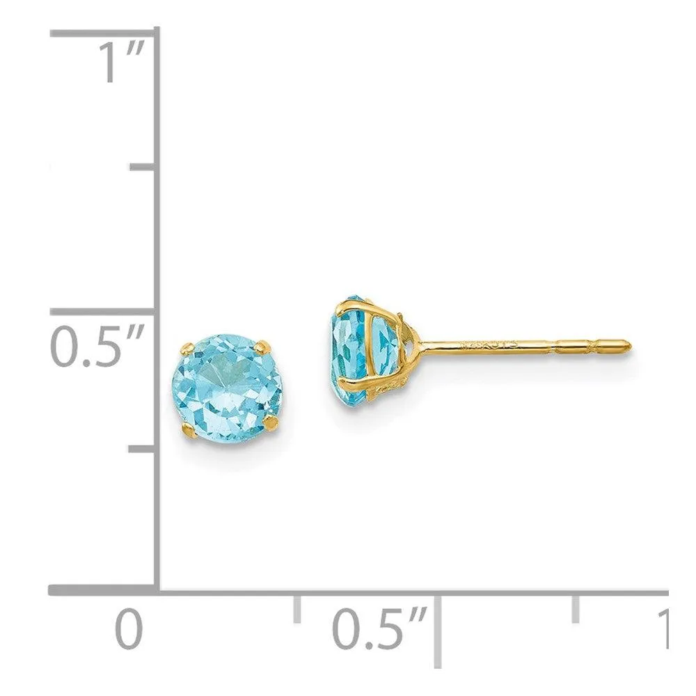 Madi K Kid's 14k  Round Blue Topaz 5mm Post Earrings
