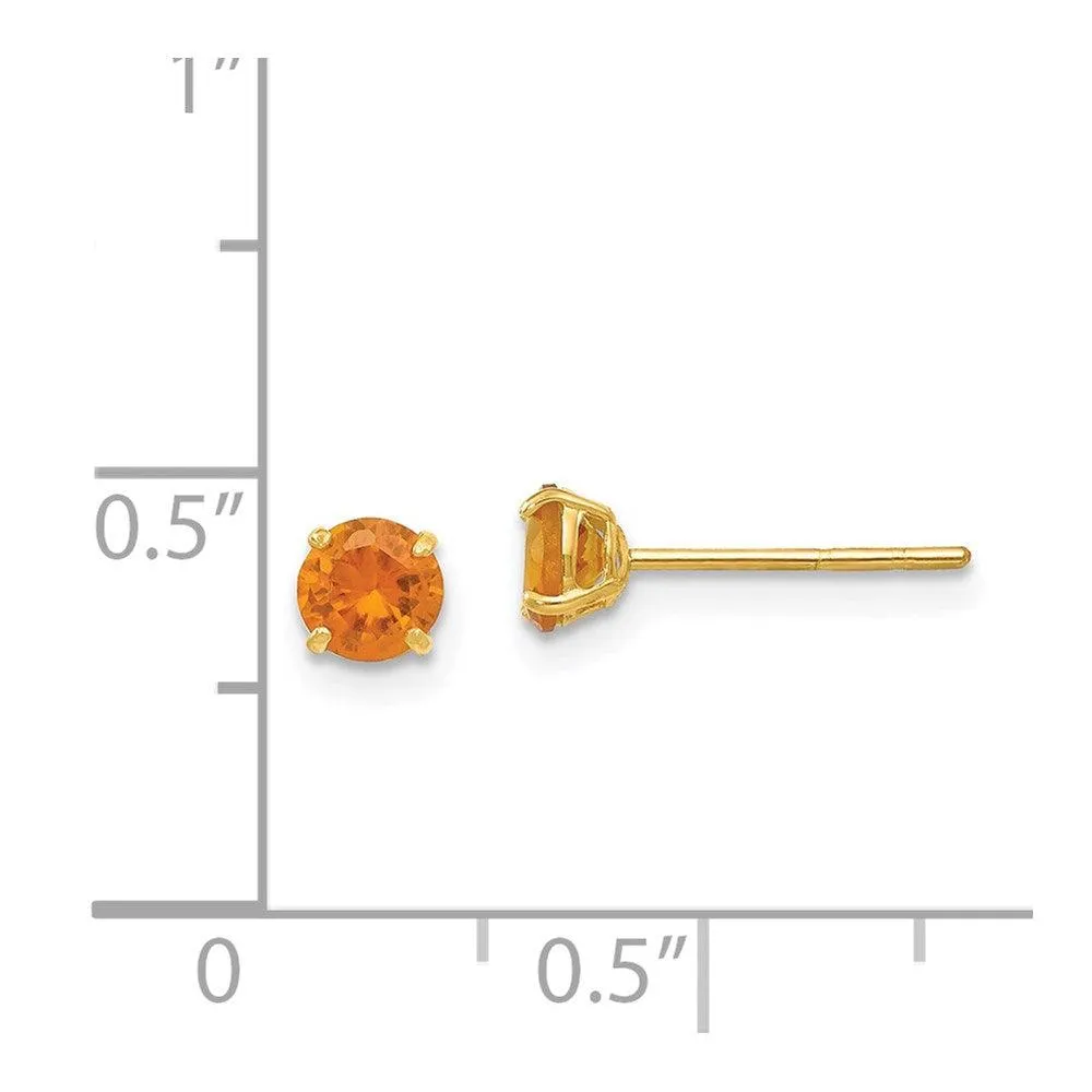 Madi K Kid's 14k  Round Citrine 4mm Post Earrings