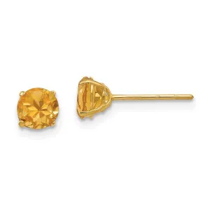 Madi K Kid's 14k  Round Citrine 5mm Post Earrings
