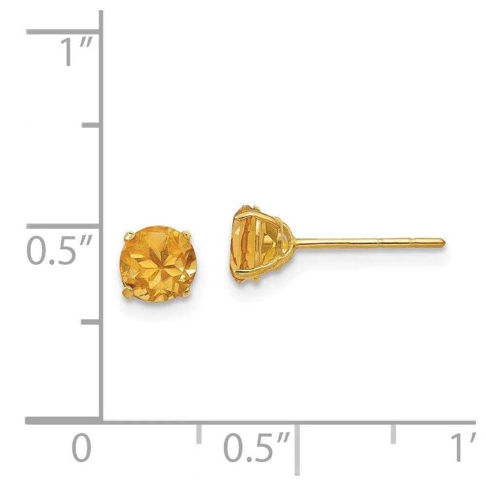Madi K Kid's 14k  Round Citrine 5mm Post Earrings