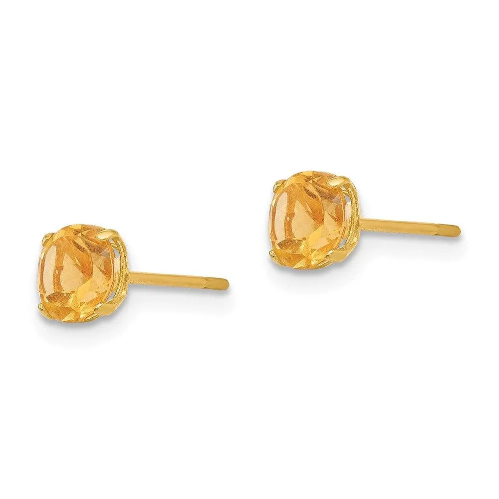Madi K Kid's 14k  Round Citrine 5mm Post Earrings