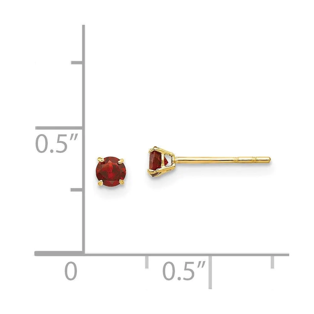 Madi K Kid's 14k  Round Garnet 3mm Post Earrings