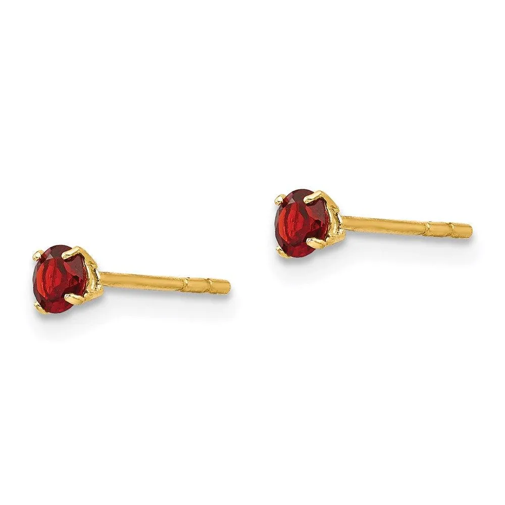 Madi K Kid's 14k  Round Garnet 3mm Post Earrings