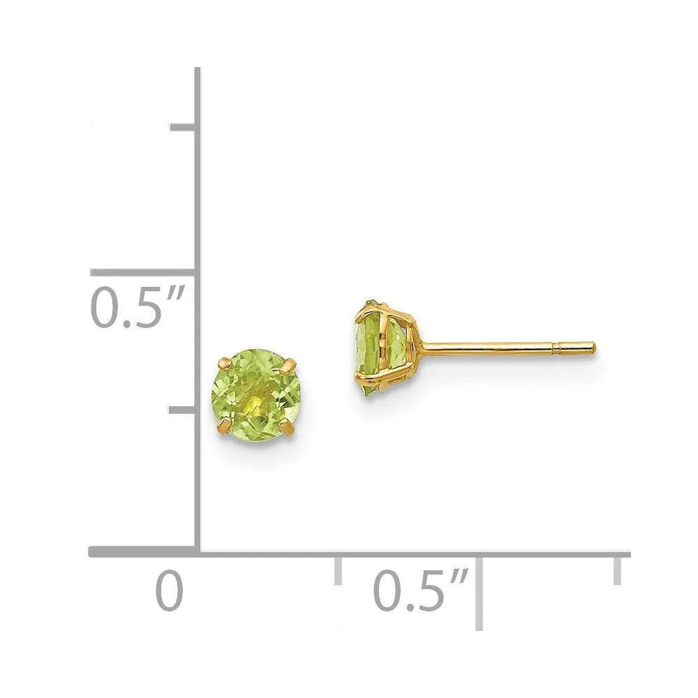 Madi K Kid's 14k  Round Peridot 4mm Post Earrings