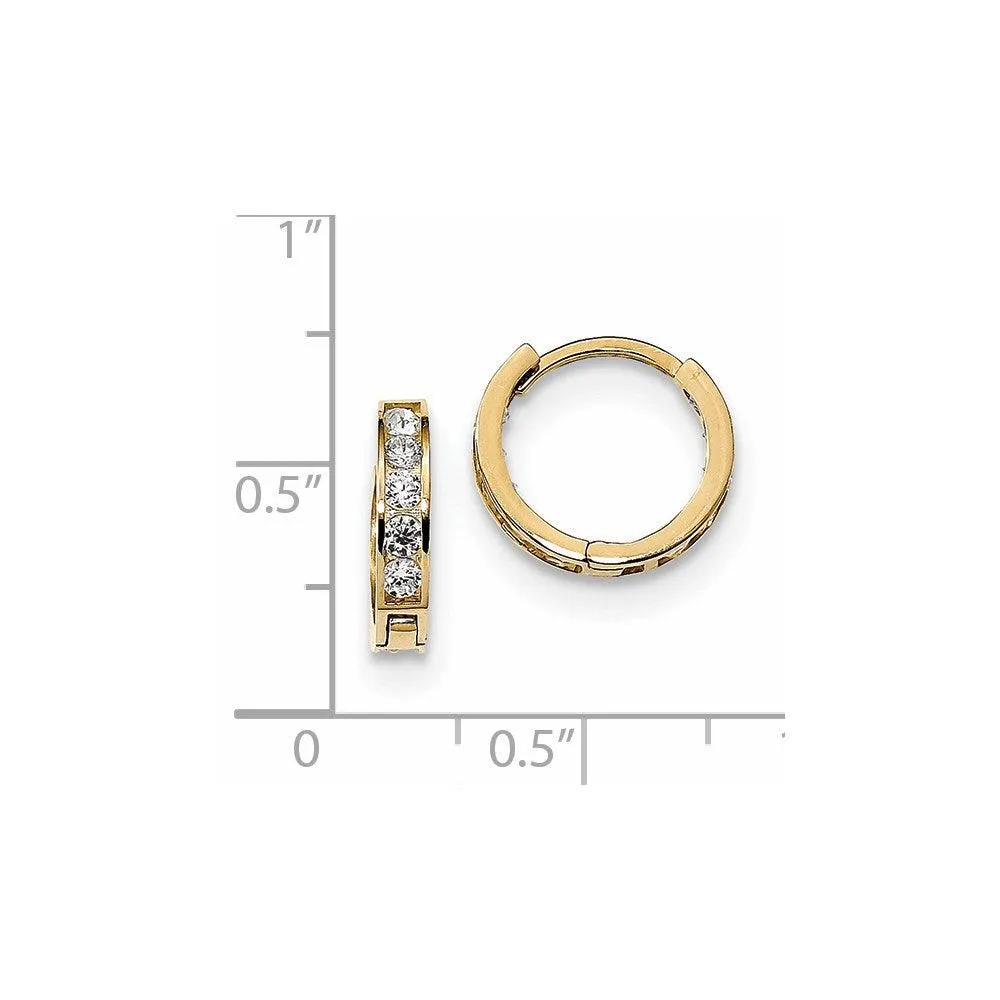 Madi K Kid's 14k  Round/Square CZ Reversible Hinged Hoop Earrings