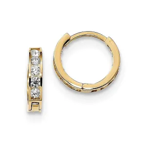 Madi K Kid's 14k  Round/Square CZ Reversible Hinged Hoop Earrings