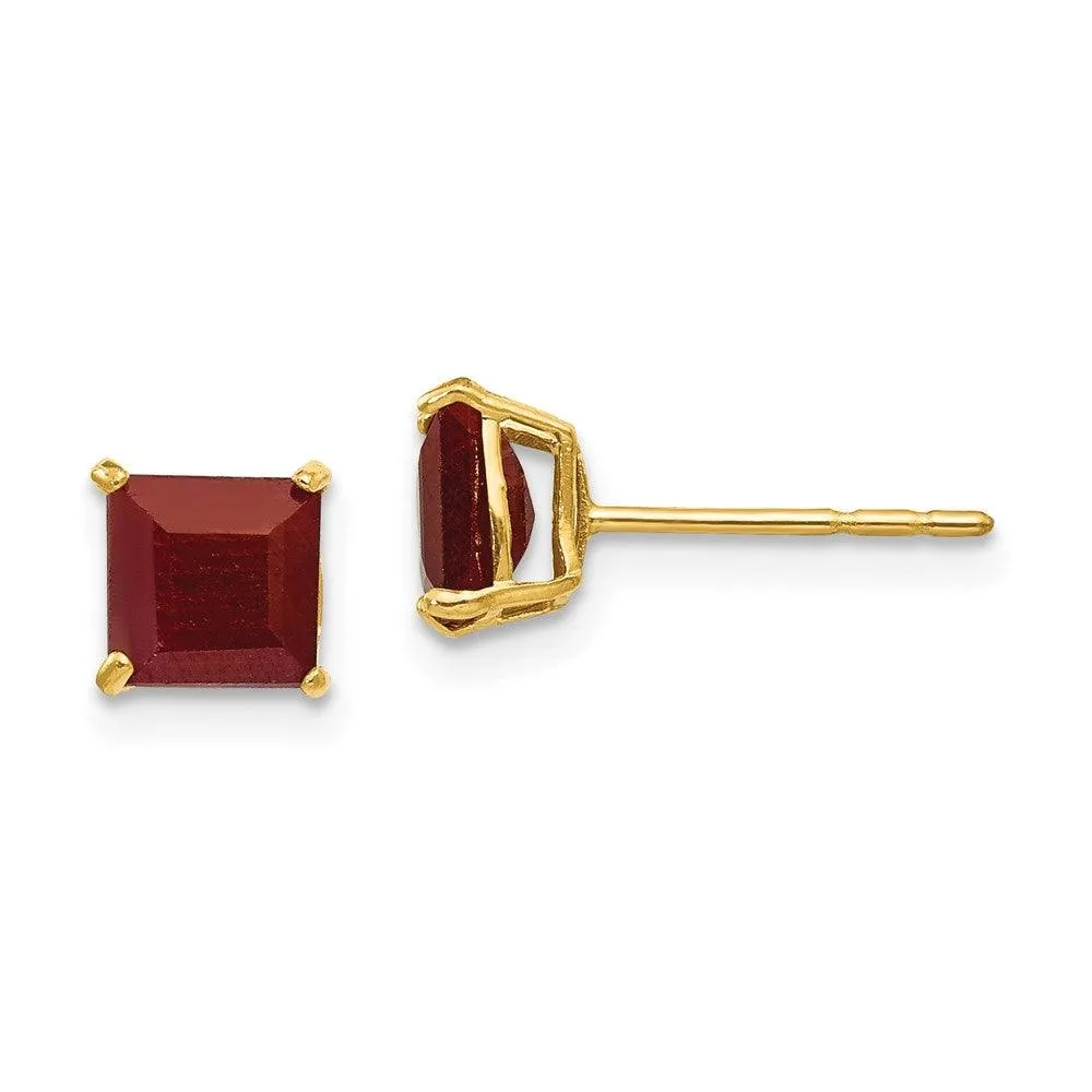 Madi K Kid's 14k  Ruby 5mm Square Post Earrings