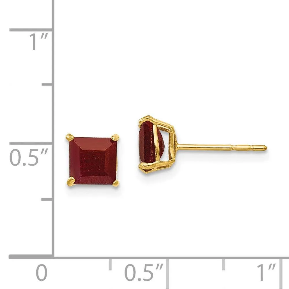 Madi K Kid's 14k  Ruby 5mm Square Post Earrings