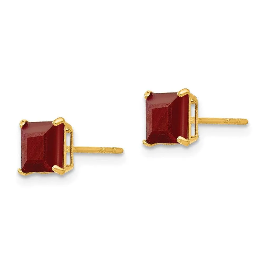 Madi K Kid's 14k  Ruby 5mm Square Post Earrings