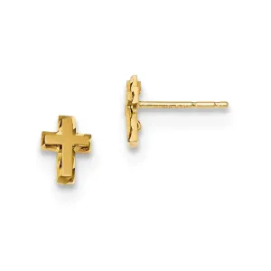 Madi K Kid's 14k  Satin & Polished Diamond-cut Cross Post Earrings