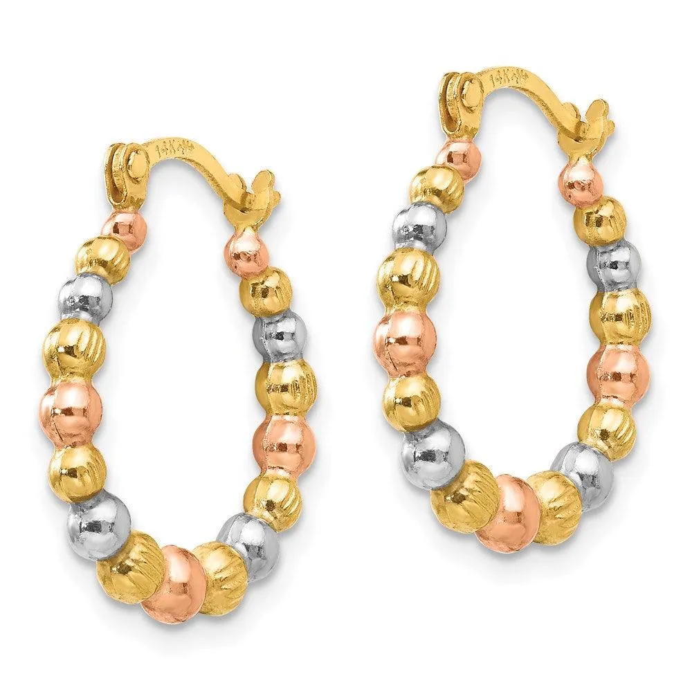 Madi K Kid's 14K Tri-color  Beaded Hoop Earrings