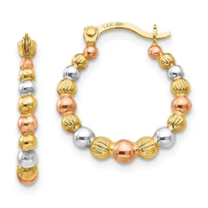 Madi K Kid's 14K Tri-color  Beaded Hoop Earrings