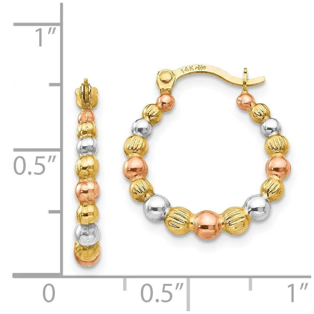 Madi K Kid's 14K Tri-color  Beaded Hoop Earrings