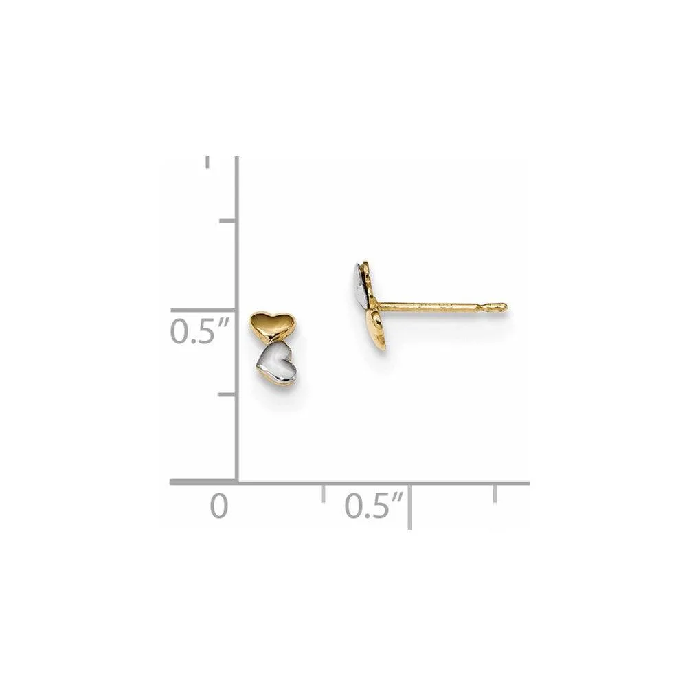 Madi K Kid's 14k  Two-tone  Double Heart Post Earrings