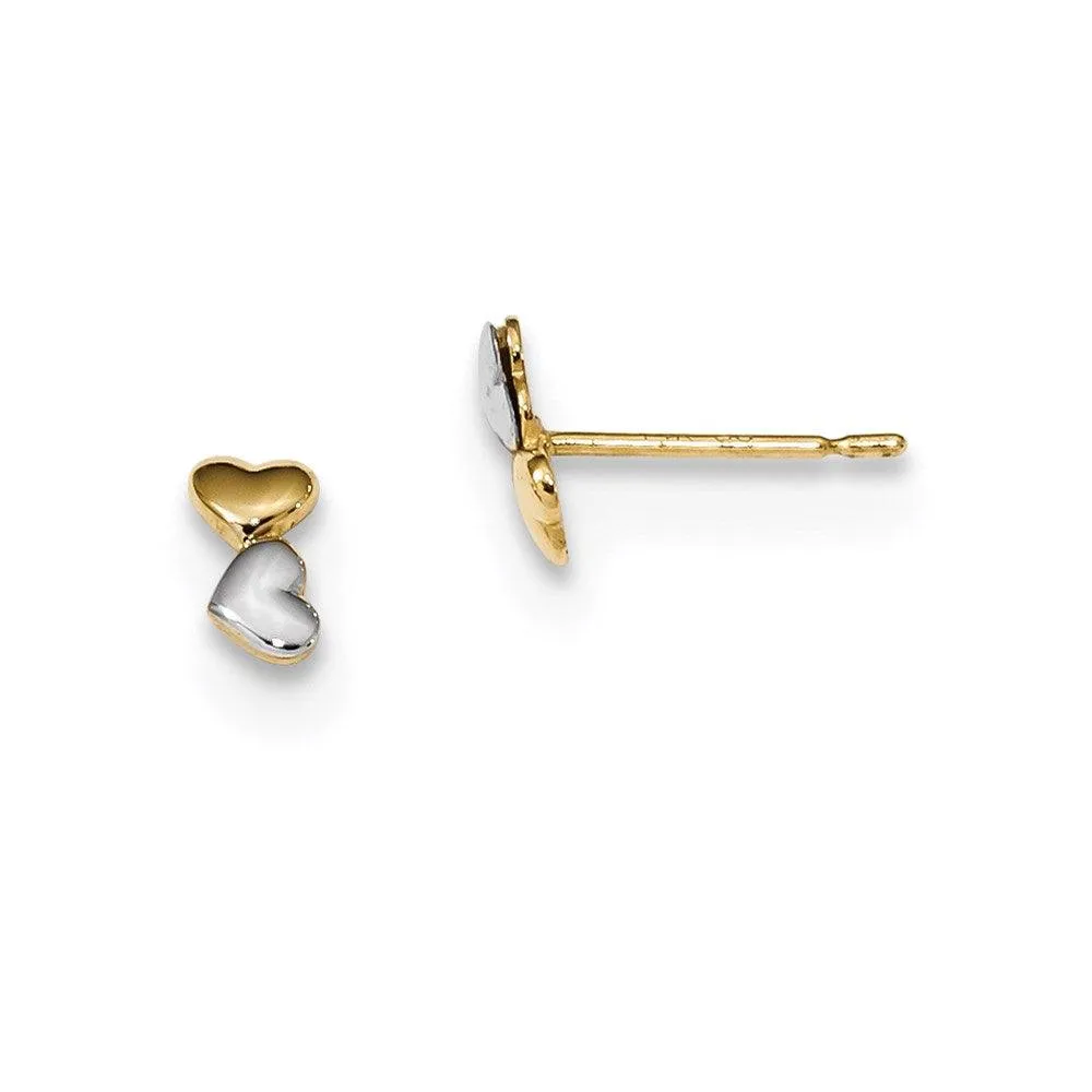 Madi K Kid's 14k  Two-tone  Double Heart Post Earrings