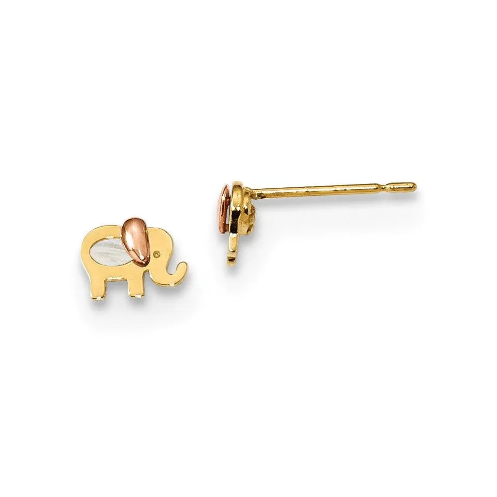 Madi K Kid's 14k  Two-tone  MOP Elephant Post Earrings