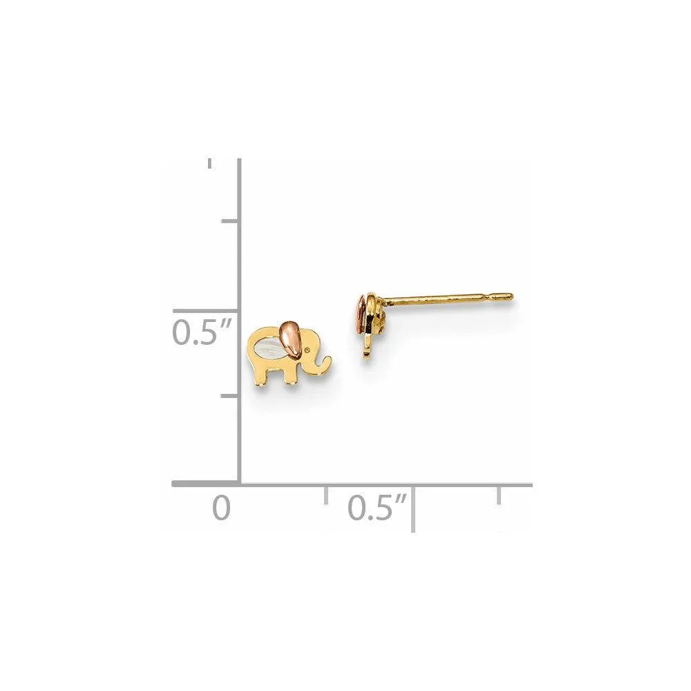 Madi K Kid's 14k  Two-tone  MOP Elephant Post Earrings