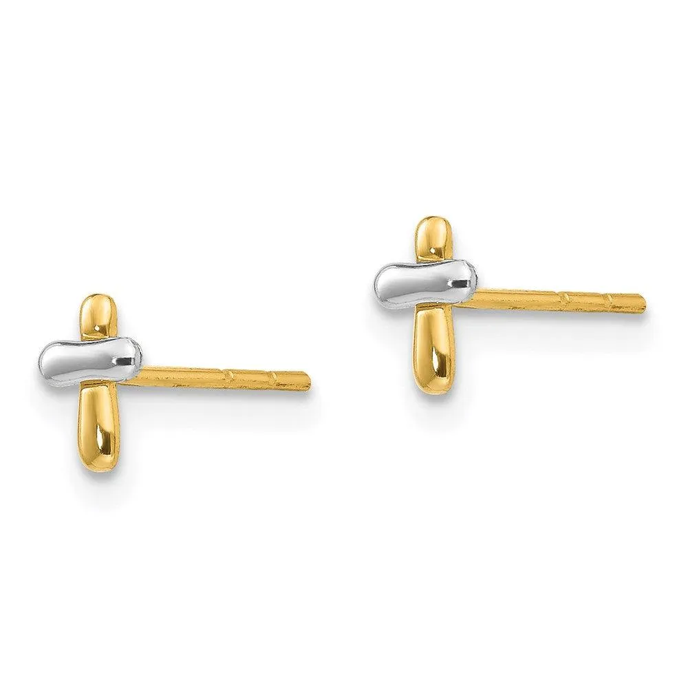 Madi K Kid's 14K Two-tone  Polished Cross Post Earrings