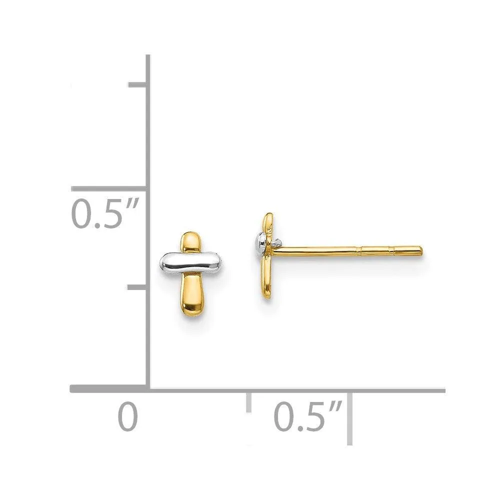 Madi K Kid's 14K Two-tone  Polished Cross Post Earrings
