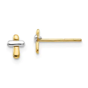 Madi K Kid's 14K Two-tone  Polished Cross Post Earrings