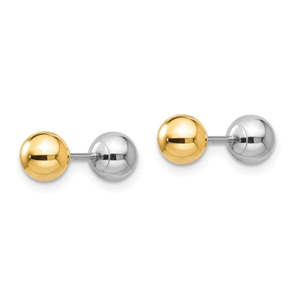 Madi K Kid's 14k  Two-tone Reversible 5mm Ball Screw Earrings