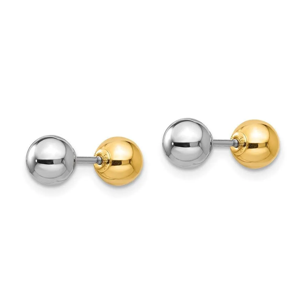 Madi K Kid's 14k  Two-tone Reversible 5mm Ball Screw Earrings