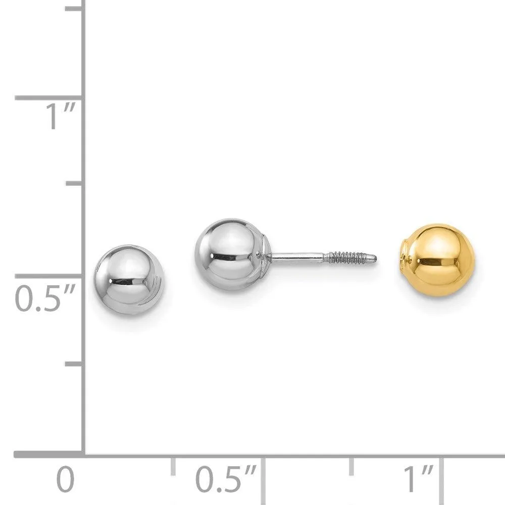 Madi K Kid's 14k  Two-tone Reversible 5mm Ball Screw Earrings
