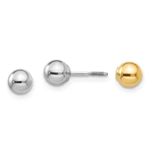 Madi K Kid's 14k  Two-tone Reversible 5mm Ball Screw Earrings