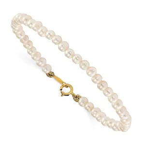 Madi K Kid's 14k  White FWC Pearl 15 Necklace, Earrings & 5.5 Bracelet 3pc Set