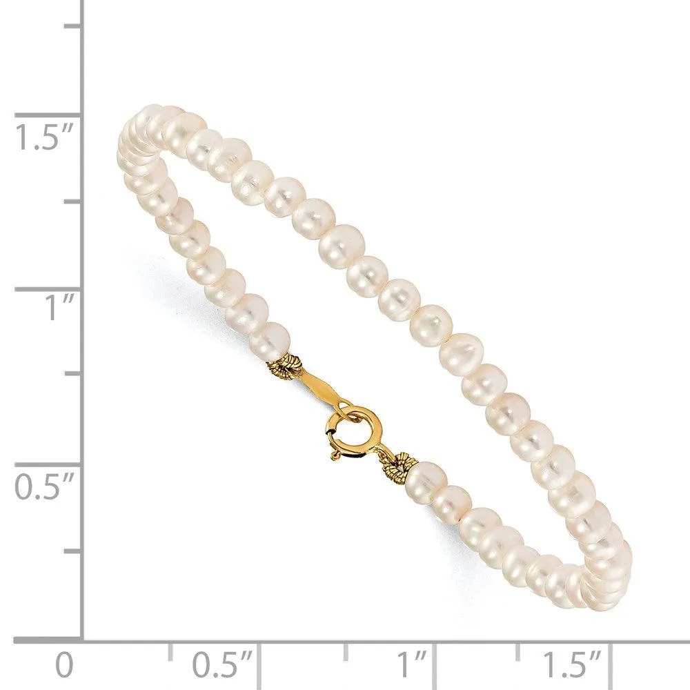 Madi K Kid's 14k  White FWC Pearl 15 Necklace, Earrings & 5.5 Bracelet 3pc Set