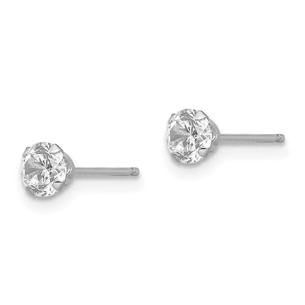Madi K Kid's 14k White Gold  4mm CZ Post Earrings