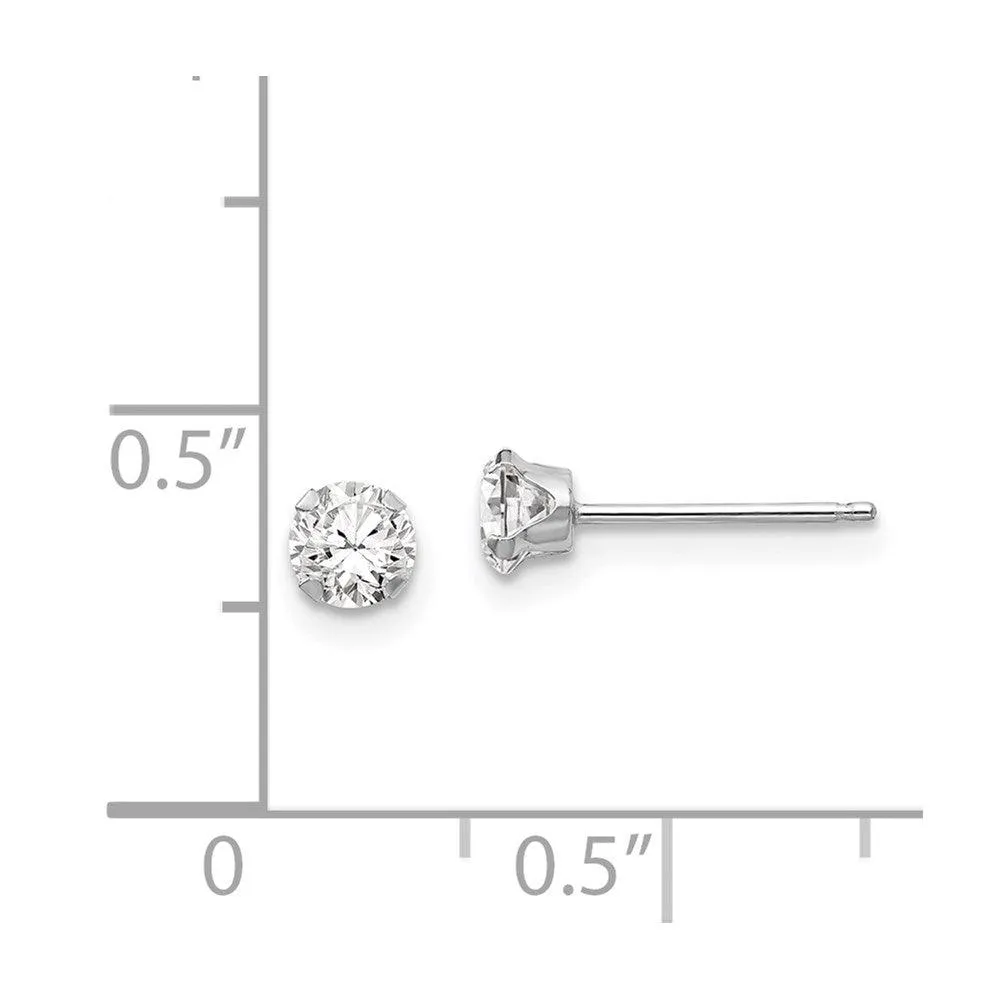Madi K Kid's 14k White Gold  4mm CZ Post Earrings