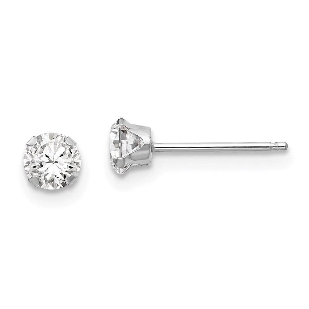 Madi K Kid's 14k White Gold  4mm CZ Post Earrings