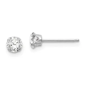 Madi K Kid's 14k White Gold  4mm CZ Post Earrings