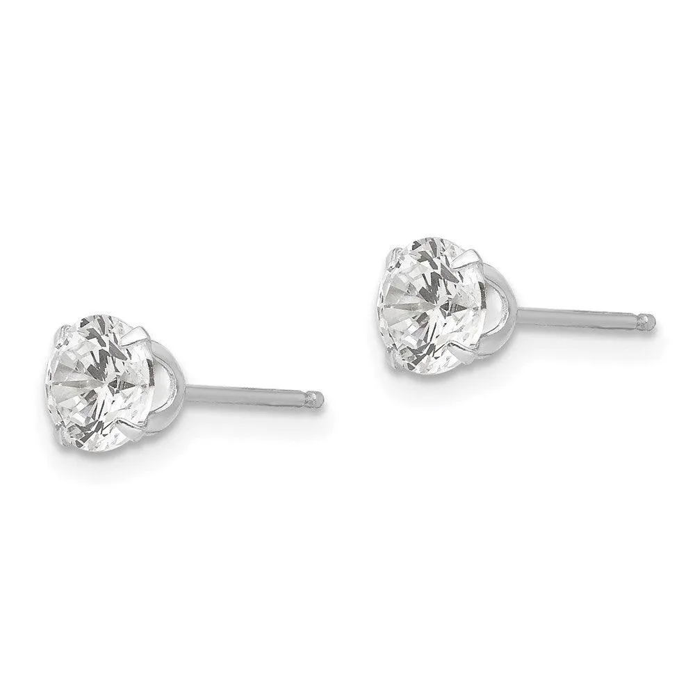 Madi K Kid's 14k White Gold  5.25mm CZ Post Earrings