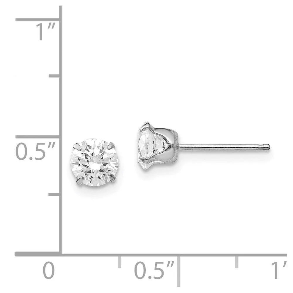 Madi K Kid's 14k White Gold  5.25mm CZ Post Earrings