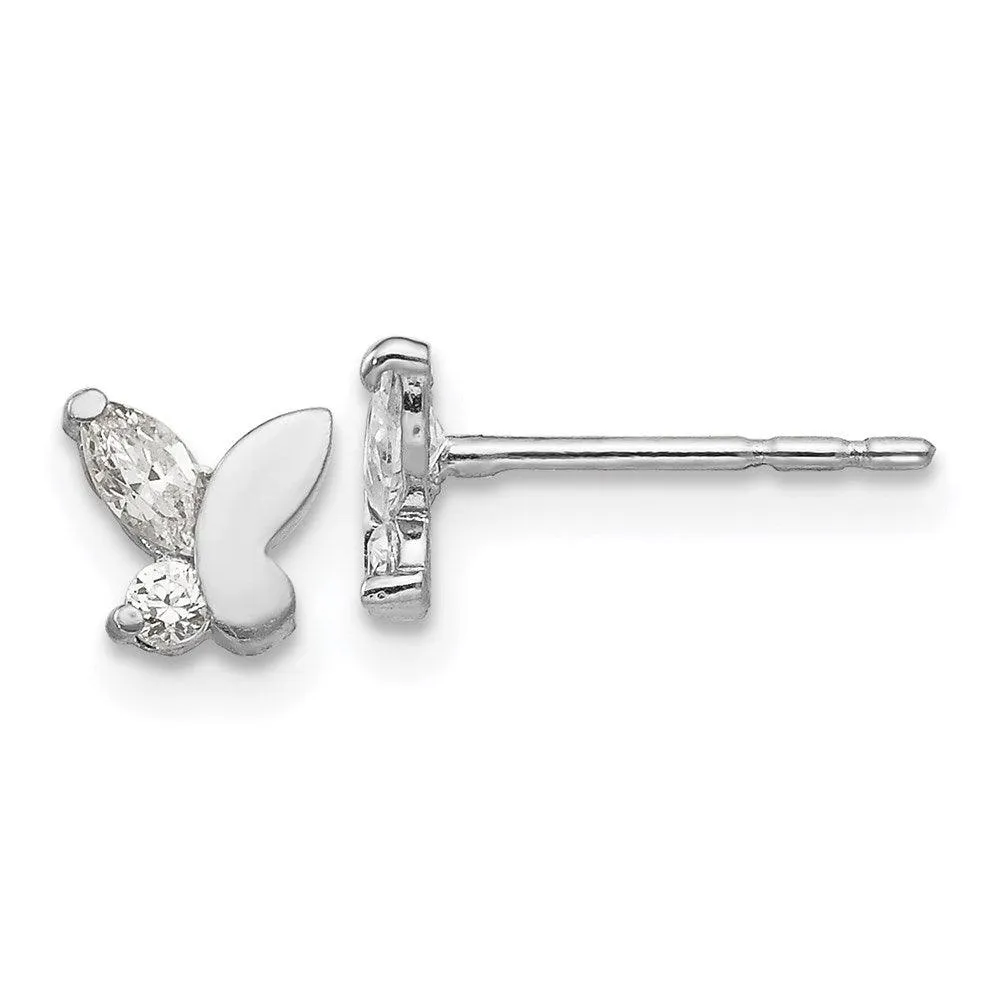 Madi K Kid's 14k White Gold  CZ Butterfly Post Earrings