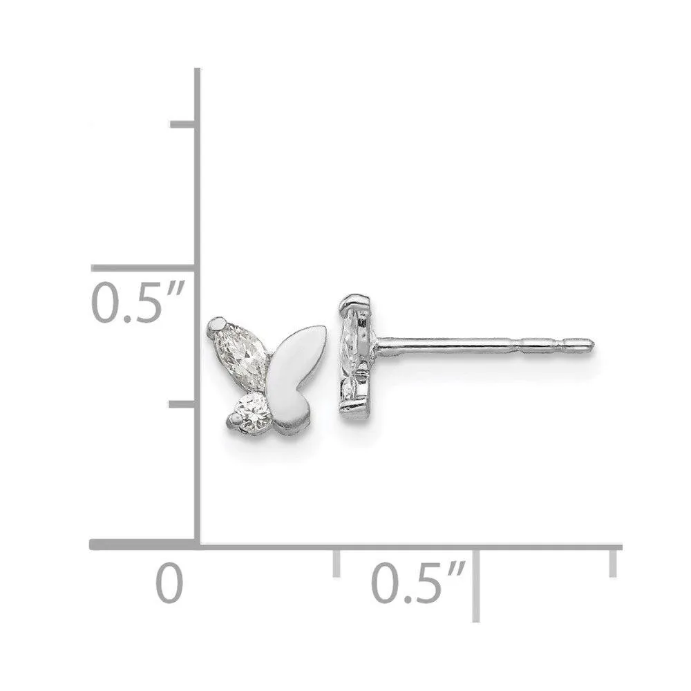 Madi K Kid's 14k White Gold  CZ Butterfly Post Earrings