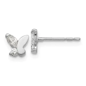 Madi K Kid's 14k White Gold  CZ Butterfly Post Earrings
