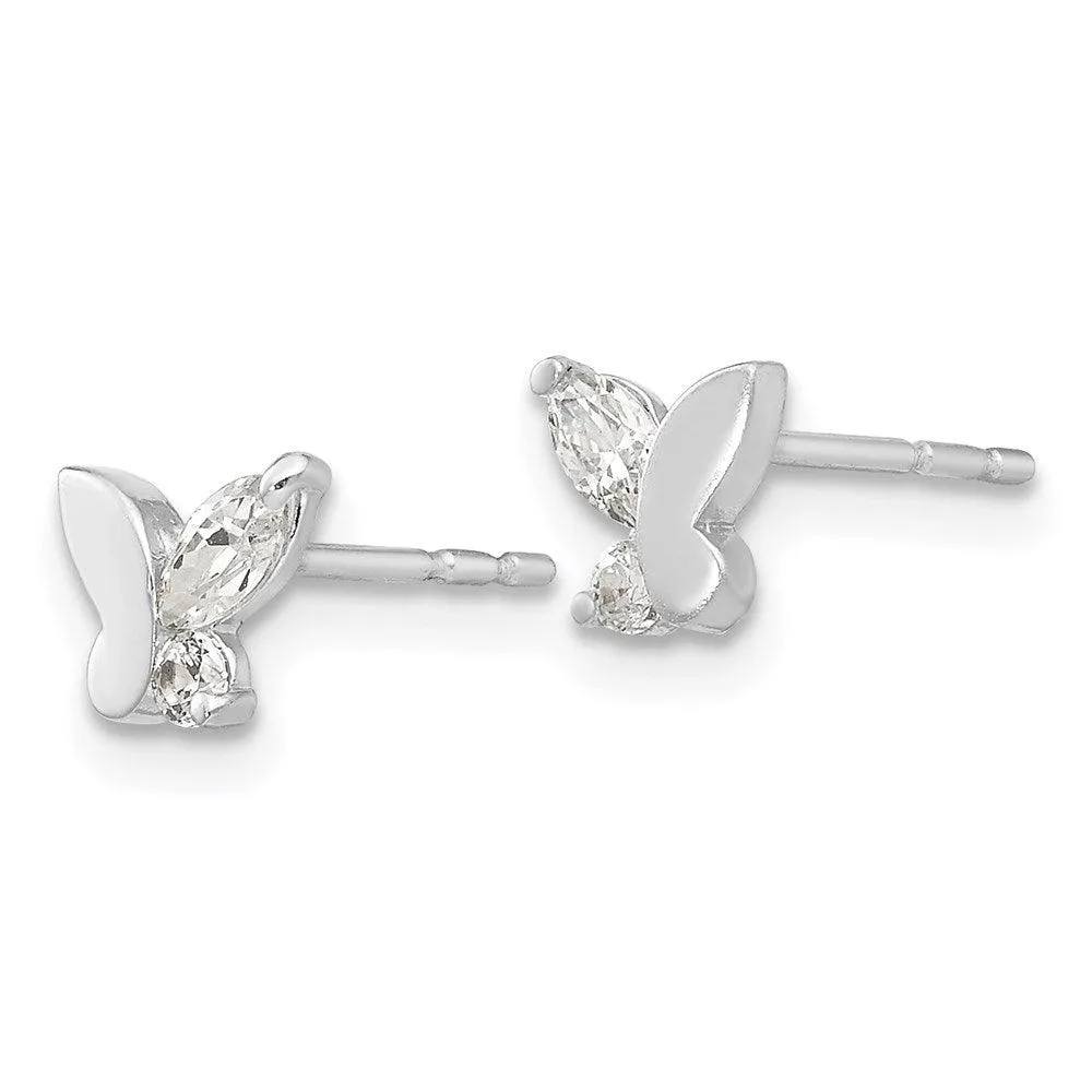 Madi K Kid's 14k White Gold  CZ Butterfly Post Earrings