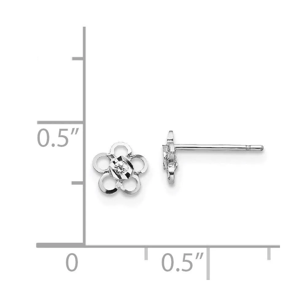 Madi K Kid's 14k White Gold  CZ Flower Post Earrings