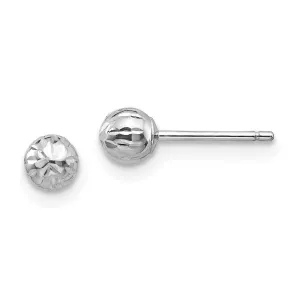 Madi K Kid's 14K White Gold  Diamond Cut 4M Ball Post Earrings