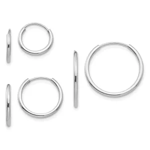 Madi K Kid's 14k White Gold  Endless Hoop 3 Pair Earring Set