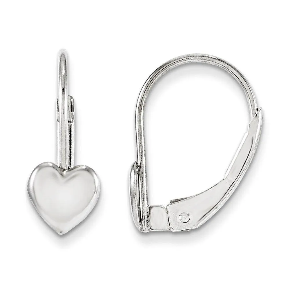 Madi K Kid's 14k White Gold  Heart Leverback Earrings