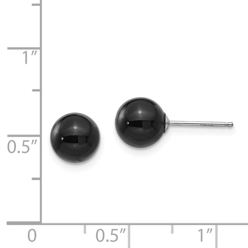 Madi K Kid's 14k White Gold  Onyx Bead Earrings